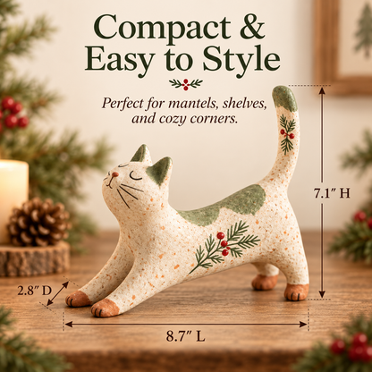 Woodland Christmas Cat Figurine