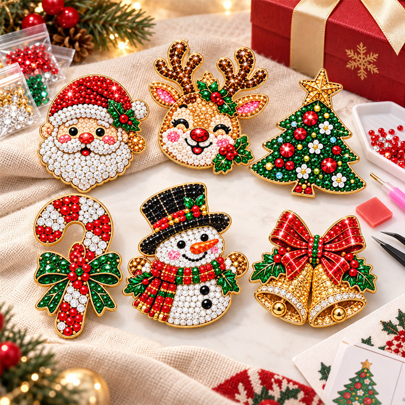 DIY Christmas Diamond Brooch Kit with 6 Designs