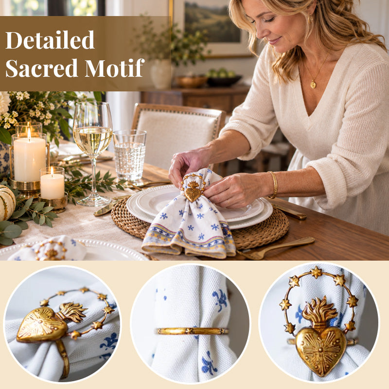 ✝️ Catholic Napkin Rings | Sacred Heart & Virgin Mary Table Decor