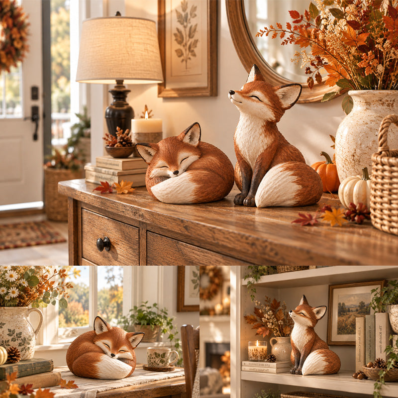 Cottagecore Fox Decor – Licking, Sleeping & Sitting