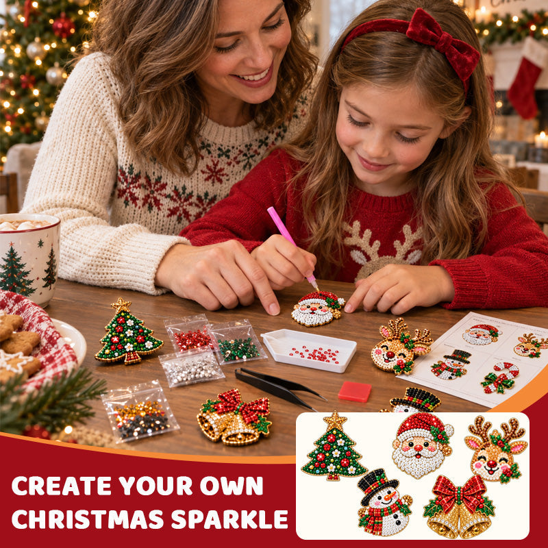 DIY Christmas Diamond Brooch Kit with 6 Designs