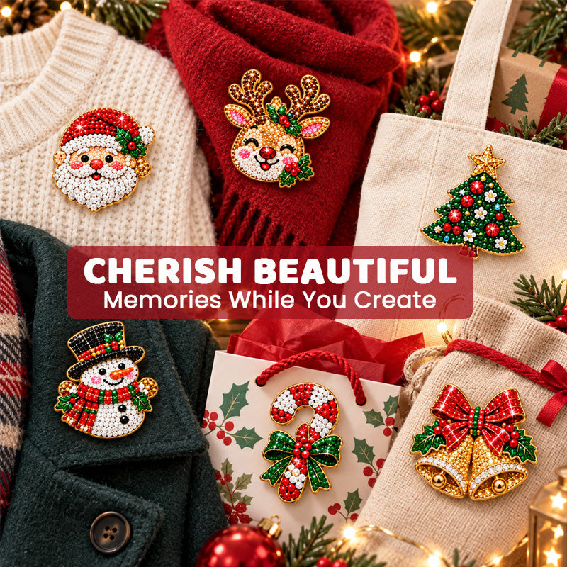 DIY Christmas Diamond Brooch Kit with 6 Designs