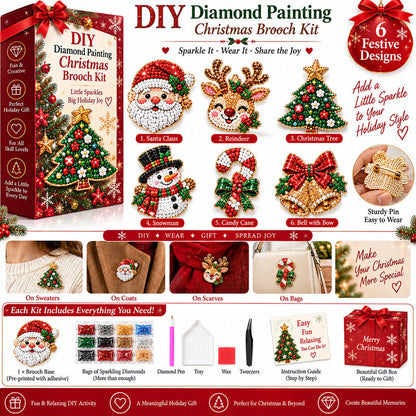 DIY Christmas Diamond Brooch Kit with 6 Designs