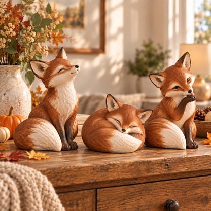 Cottagecore Fox Decor – Licking, Sleeping & Sitting