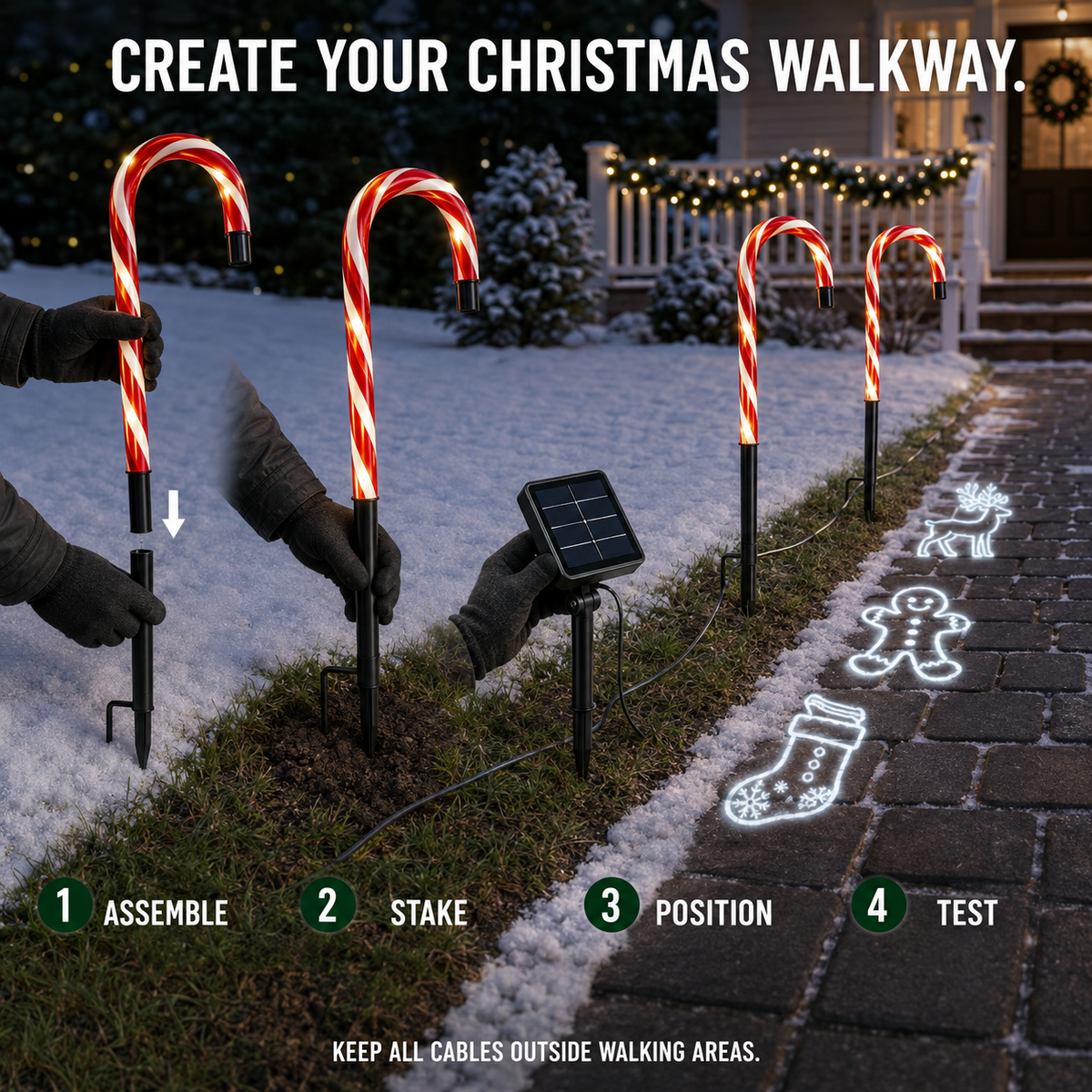 Solar Candy Cane Projector Pathway Lights – Light the Way to Christmas 🎄